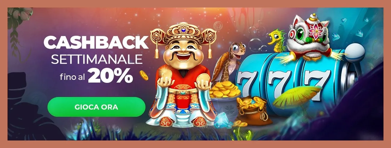 Weekly Cashback fino al 20%, accreditato ogni lunedì a scaglioni VIP.
